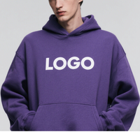 Sweat à capuche surdimensionné 500 Gsm en tissu de coton personnalisable pour hommes et unisexe avec impression de logo brodé et doublure pour l'hiver