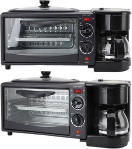 3-in-1 Electric Breakfast Maker Non-Stick Frying Pan <b>Toaster</b> Oven Coffee Machine (Plastic Housing)-Household Hotel Use 7L - Product Image 2