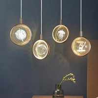 Lustres d'ambiance LED créatifs de conception circulaire à trois couleurs pour salon et salle à manger à hauteur réglable