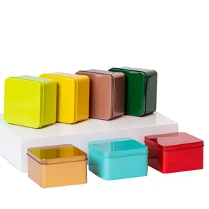 새로운 색상 사각형 모양 주석 상자 스낵 포장 다채로운 금속 비스킷 생철판 수