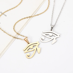 Collares <span class=keywords><strong>Amuleto</strong></span> <span class=keywords><strong>de</strong></span> Acero Inoxidable Vintage con el Santo <span class=keywords><strong>Ojo</strong></span> <span class=keywords><strong>de</strong></span> <span class=keywords><strong>Horus</strong></span> del Antiguo Egipto para Mujeres y Hombres, Joyería con Dije en Color Oro y Acero - Product Image 3