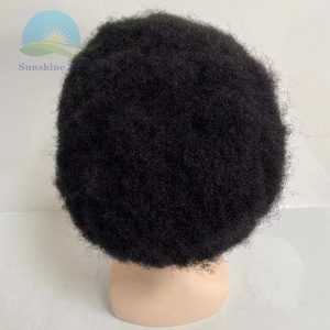 Système capillaire de remplacement pour hommes afro-américains, 4mm, en PU intégral, à boucles en V injectées, peau ultra-fine, toupet à ondulations afro, <span class=keywords><strong>cheveux</strong></span> Remy - Product Image 4