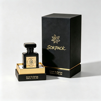 Boîte à parfum personnalisée de luxe en papier rigide avec impression dorée, boîte cadeau pour flacon de parfum unique de 50 ml, emballage cadeau