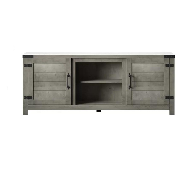 Wood Scandinavian TV Stand Media Console with Cabinet Doors