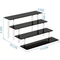 Présentoir à 4 niveaux en acrylique noir, étagère de comptoir à niveaux pour l'affichage de cosmétiques, de objets de collection et de produits de vente au détail