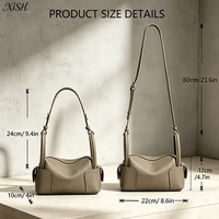 Sac à bandoulière style bowling 2026 Nouvelle Arrivée en cuir pleine fleur véritable, sac fourre-tout décontracté avec fermeture éclair et design coussin de niche