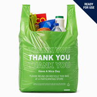 Cadre photo en plastique HDPE blanc de haute qualité, recyclable et étanche, avec impression verte 'Thank You Nice Day' et logo personnalisé, pour l'épicerie et la vente au détail
