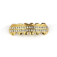 Nouveauté 2026 : Grillz en or incrusté de diamants, motif poker (pique, cœur, pique), style Hip Hop