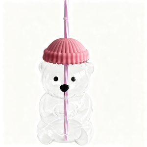 Tazza Natalizia all'Ingrosso, Simpatica Tazza da Caffè a Forma di Orso in Vetro Borosilicato con Coperchio in Silicone <span class=keywords><strong>e</strong></span> Cannuccia - Product Image 4