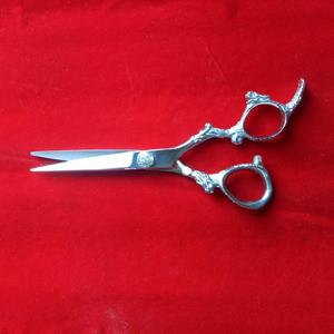 Cisaille à ciseaux de coupe de cheveux de barbier professionnel avec poignée de Dragon lame en acier inoxydable lame droite outil de beauté à pointe émoussée - Product Image 4