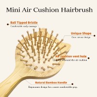 Ensemble de brosses à cheveux en bambou à coussin d'air aux formes adorables (ours, chat, carré) et peigne de massage en bois avec boîte en papier kraft pour l'entretien des cheveux des enfants