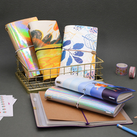 Carnet de voyage en cuir PU holographique en gros avec recharges pour journal de voyage