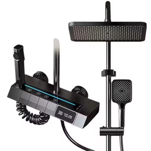 Ensemble <span class=keywords><strong>de</strong></span> robinetterie <span class=keywords><strong>de</strong></span> <span class=keywords><strong>douche</strong></span> thermostatique en acier inoxydable avec écran LED, finition polie, double poignée, cartouche céramique, mode doux, <span class=keywords><strong>fixation</strong></span> <span class=keywords><strong>murale</strong></span> - Product Image 3