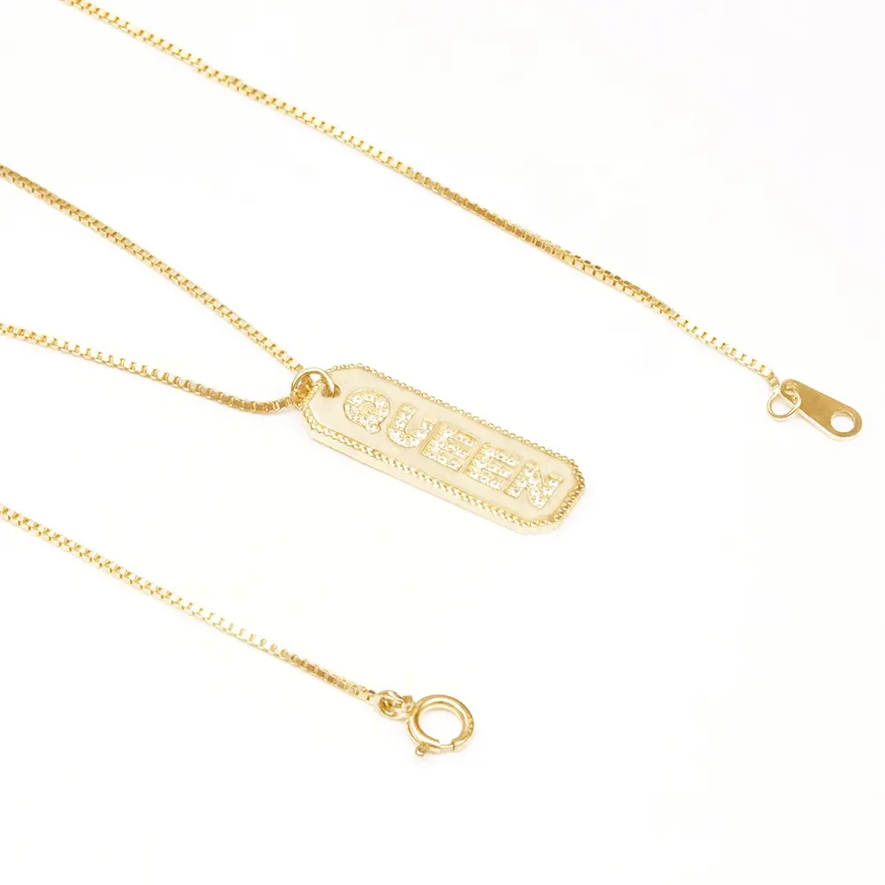Pendant Silver Necklace Wholesale Cz Gold-Plated Silver QUEEN Alphabet Letter Pendant Couple Necklace