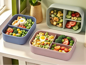 700 мл без BPA 3 отделения Bpa бесплатно детский контейнер для закусок Bento силиконовый Ланч-бокс с крышкой - Product Image 4