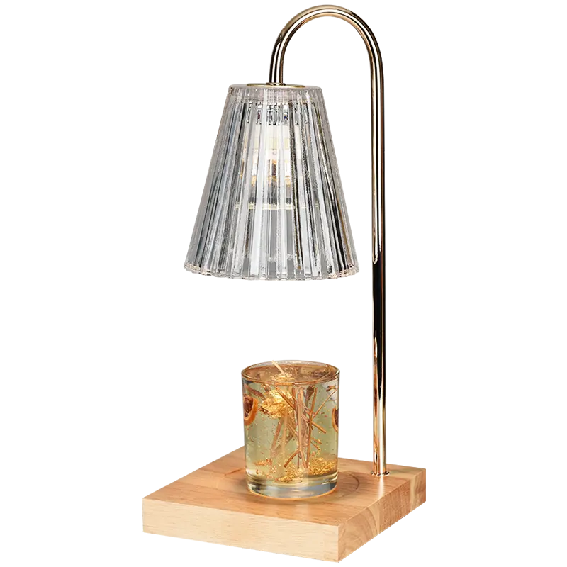 Bureaulamp Helder Glas Lampenkap Kaars Warmer Lamp Was Warmer Hout Basis Marmer Kaars Warmer Lamp