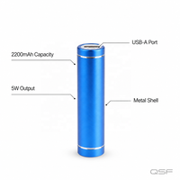 Power Bank Mini Lipstik Universal QSF Promotion, Hadiah Darurat, Portabel, Logam Silinder, 2600mah, Dengan Logo Kustom