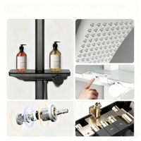 Ensemble de douche à panneau de douches murales de luxe modernes avec étagères ensemble de système de douche à vanne thermostatique intelligente pour salle de bain d'hôtel