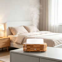 Diffuseur d'arômes ultrasonique à grain de bois, machine à parfum aux huiles essentielles, petit humidificateur d'aromathérapie de bureau pour la chambre à coucher