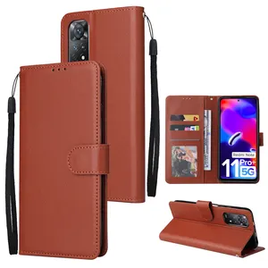 Kickstand Card Slot Holder Zipper Pocket Leather Cover Back Case For Redmi Note 11 Pro International Edition