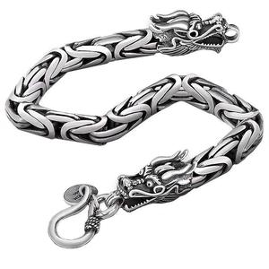 Vintage Dragon Head Cuff <strong>Bracelet</strong> Men Punk Hip Hop Scale Chain Multicolor Metal Antique <strong>Silver</strong>/Gold Plated Gothic Biker Beiver - Product Image 2