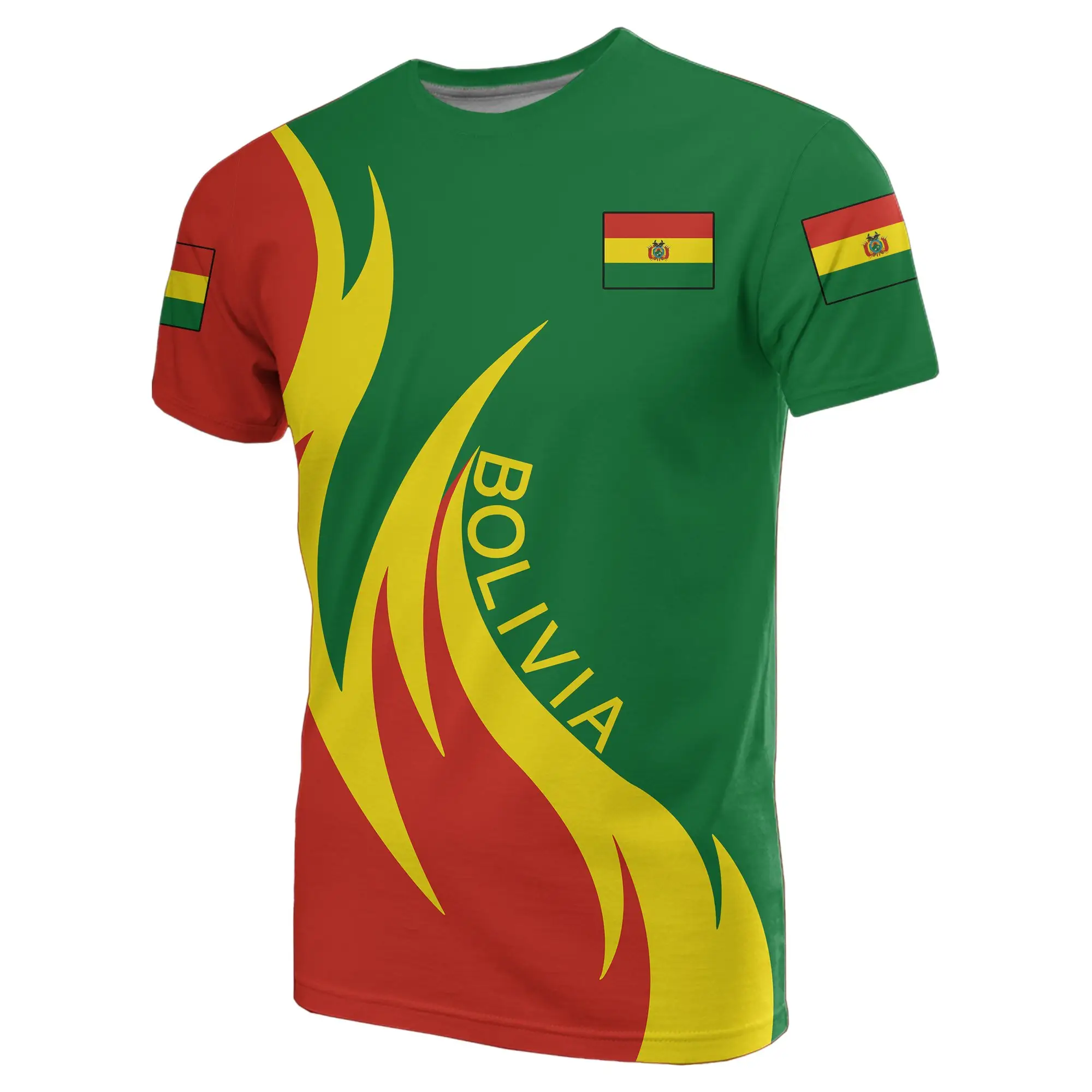 Bolivia Rood Persoonlijk Ontwerp Logo Shirt Heren Zomer Tropische Familiekleding Op Aanvraag Print Verschillende Bedrukte Logo T-Shirts