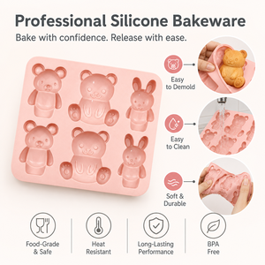 Stampo in Silicone per Torte, Stampo Orso e Coniglio, Stampo per Cioccolato, Decorazione Fondente, Resistente al Calore, Fai da Te - Product Image 3