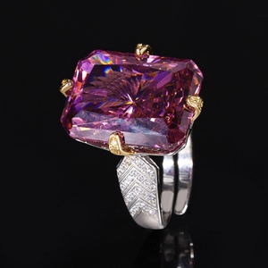 Bagues en cuivre plaqué or de haute qualité, écologiques, avec pierre rectangulaire en zircon rouge 15*20mm, pour un usage quotidien saisissant - Product Image 5