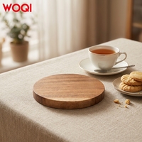 Ensemble personnalisé WOQI de 4 sous-verres modernes en bois d'acacia naturel de qualité supérieure, écologiques, 10 cm, faits à la main, protection de table pour café et thé