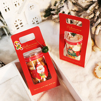 Vente en gros Nouvel An Noël Transparent Rouge Main Dessert Boîte Biscuits Bonbons Porte-Pot