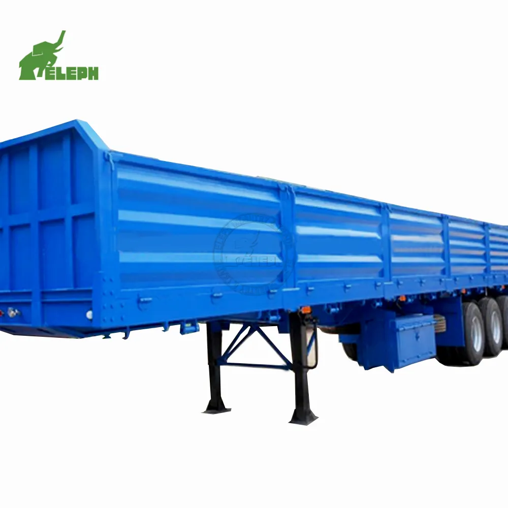 3 Axle 40T Henred Fruehauf Suku Cadang Trailer Sisi Samping Trailer Sisi Datar Semi Trailer dengan Dinding Samping