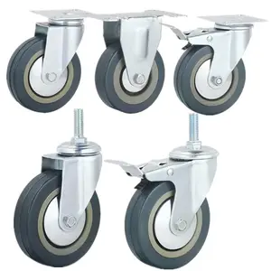 Grey Rubber 2 Inch 2.5 Inch 3 Inch 4 Inch 5 Inch 50mm 65mm 75mm 100mm 125mm Caster Wheel Castor