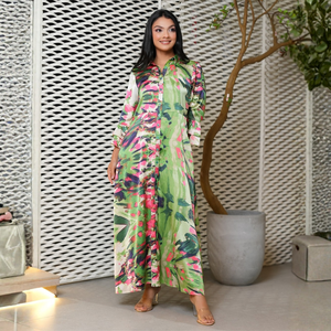 Vestido Largo Informal de Primera Calidad con Detalle de Mangas con Volantes para Mujer, Venta al Por Mayor - Product Image 3