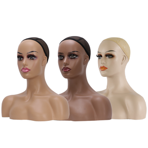 Exhibición de cabeza de Maniquí de peluca afroamericana femenina realista negra <span class=keywords><strong>Glam</strong></span> de plástico de alta calidad con soporte para exhibición de peluca - Product Image 1