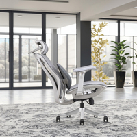 Chaise de bureau ergonomique de haute qualité, pivotante, en maille, moderne, en tissu, avec appui-tête réglable et cadre en alliage d'aluminium