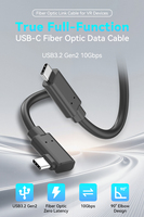Câble USB 3.2 à fibre optique, coudé à 90 degrés, vidéo 8K, charge rapide, mâle vers en forme de L, gaine TPE pour ordinateur portable, moniteur, casque VR