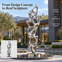Sculpture abstraite en acier inoxydable doré, art moderne personnalisé, finition miroir, décoration durable pour entrée d'hôtel, place publique, aménagement paysager