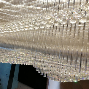 Tùy chỉnh hiện đại sang trọng pha lê thủy tinh đèn chùm trắng tiệc hội trường sảnh khách sạn ánh sáng mặt dây chuyền điều chỉnh chiều cao vuông/hình bầu dục AC dài - Product Image 6
