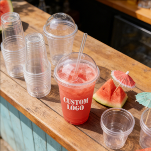 Juice 32 oz 22oz PP Round <b>Plastic</b> <b>Cup</b> <b>with</b> <b>Straw</b> <b>Lids</b> Custom Logo 90mm Diameter UV Printing - Product Image 2