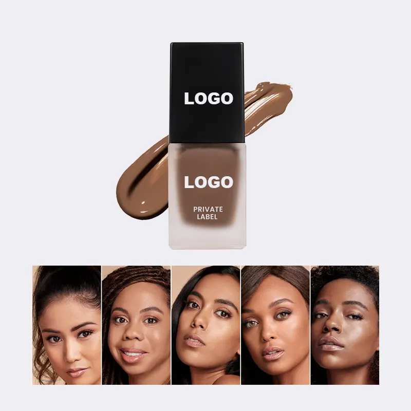 Private Label Long Lasting Cream Full Coverage Palette Waterproof Matte Makeup Liquid Foundation for Black Skin with Packaging