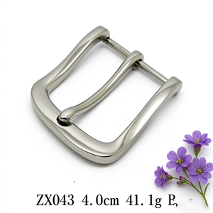 Boucle de ceinture à double languette rectangulaire en acier brossé argenté pour ceinture ZX043 4,0 cm - Product Image 1