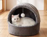 Lit pour chat en forme de grotte avec oreiller et jouets pour chat, lit pour animaux de compagnie pour chats d'intérieur, confort réversible pour toutes les saisons