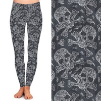 Dropshipping, venta al por mayor, diseño de Castillo de Halloween, sombrero de bruja con calavera de araña, mallas suaves de cintura alta para mujer
