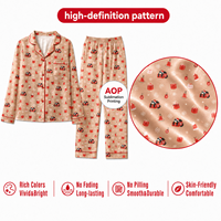 Pyjama personnalisé de Noël en satin avec col cranté pour femme, motif chat et champagne, en polyester, pour le sommeil, POD, MOQ 1PC, Dropshipping