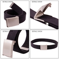 Cinturón de Lona Ajustable Unisex para Hombre y Joven, Tejido de Poliéster en Color Caramelo, con Hebilla Abatible