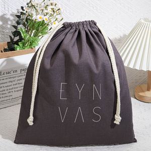 30*40cm カスタムブランドロゴ 巾着 ナチュラルコットンリネン ギフト包装 靴 旅行 ショッピングバッグ ブラウンリネンコットン ダストバッグ - Product Image 5