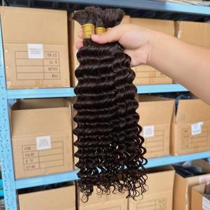 Extensions de cheveux humains Remy vietnamiens, tresses bohèmes à ondulations profondes, double tirage à la machine, couleur 1B <span class=keywords><strong>plus</strong></span> foncée, compatibles permanente, adaptées au tissage - Product Image 2