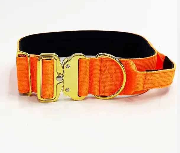 Collar de perro mascota táctico K9 acolchado de nailon personalizado de lujo de 1 pulgada1.5 pulgada2 con cierre de metal