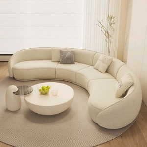 İskandinav Lüks Krem Kumaş Kavisli Şekilli Bölmeli Kanepe Döşemeli Takım Lüks Koltuk Villa Otel Resepsiyon Oturma Odası Ev Kullanımı - Product Image 2