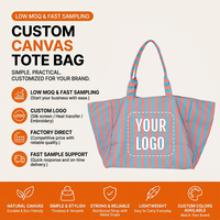 Sac fourre-tout en toile rayée tendance, à ouverture supérieure, multi-usages, avec de jolies poignées, idéal pour les loisirs, les vacances et le transport quotidien